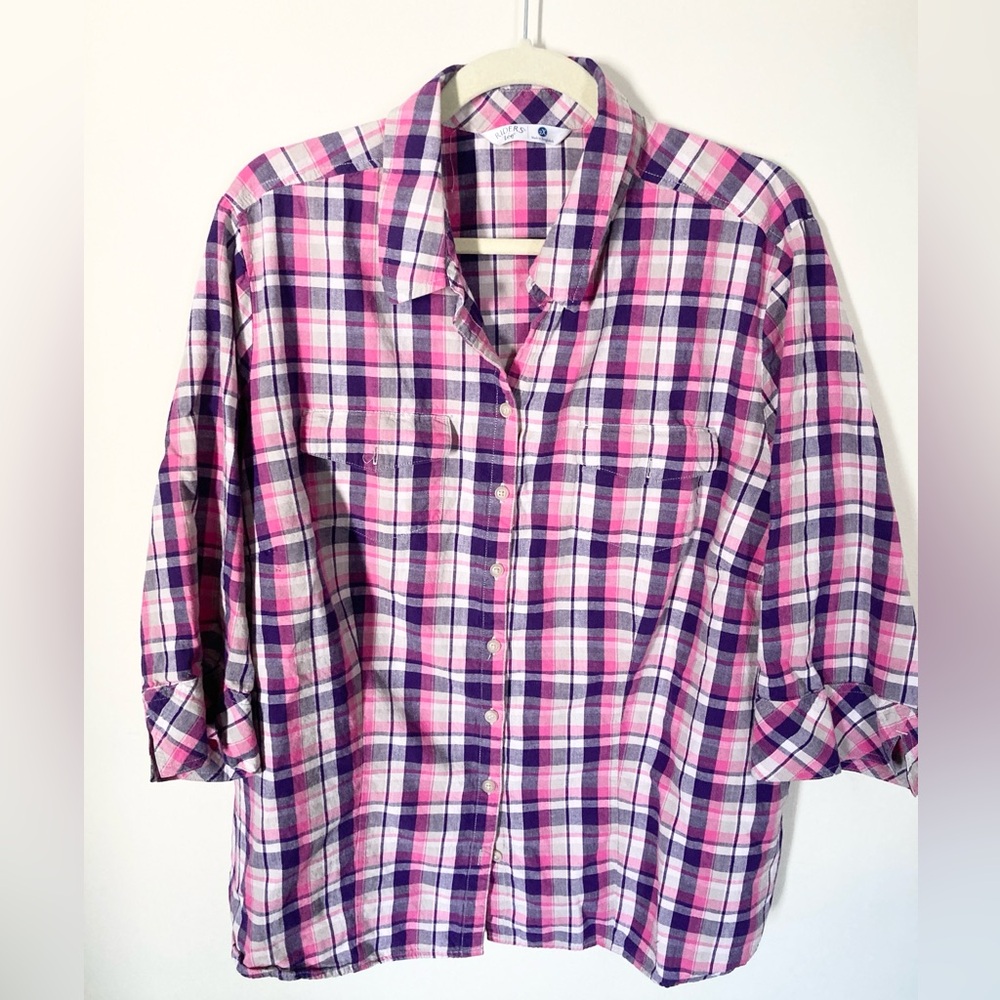 Vintage Lee plaid cotton button up shirt size 2X